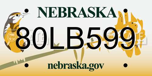 80LB599 Nebraska License Plate