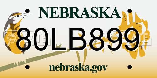80LB899 Nebraska License Plate