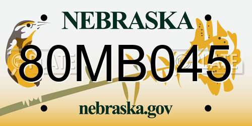 80MB045 Nebraska License Plate