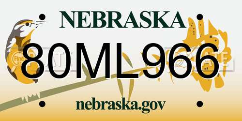 80ML966 Nebraska License Plate