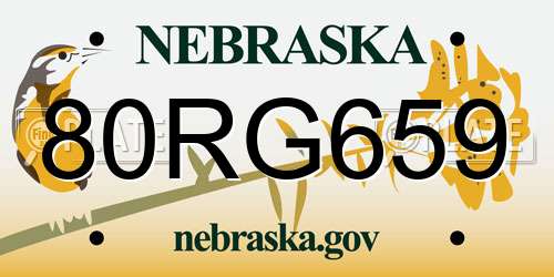 80RG659 Nebraska License Plate