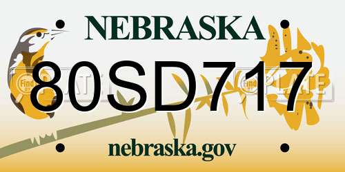 80SD717 Nebraska License Plate
