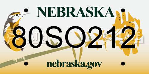 80SO212 Nebraska License Plate
