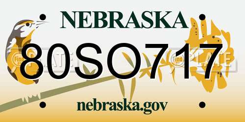 80SO717 Nebraska License Plate