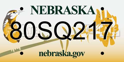 80SQ217 Nebraska License Plate