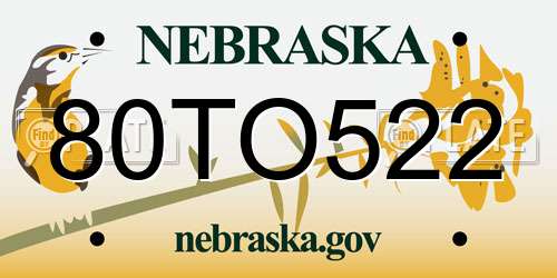 80TO522 Nebraska License Plate