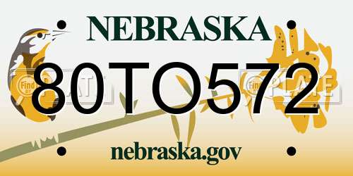 80TO572 Nebraska License Plate