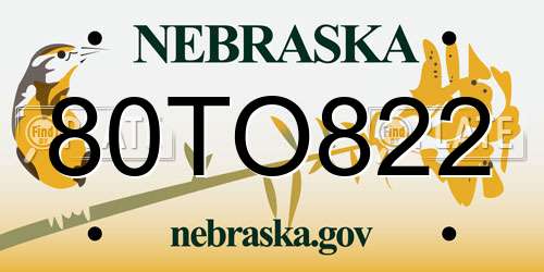 80TO822 Nebraska License Plate