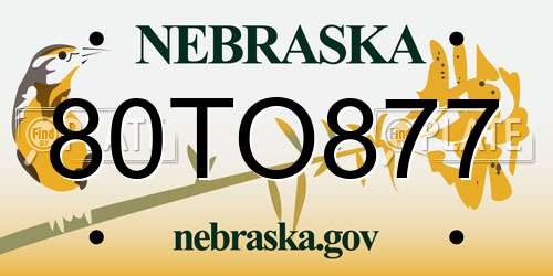 80TO877 Nebraska License Plate