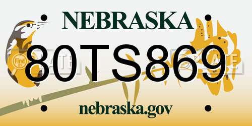 80TS869 Nebraska License Plate