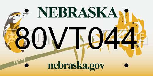 80VT044 Nebraska License Plate