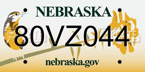 80VZ044 Nebraska License Plate