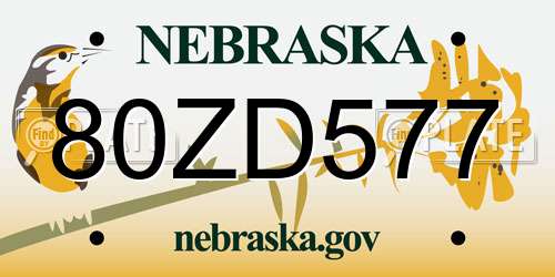 80ZD577 Nebraska License Plate