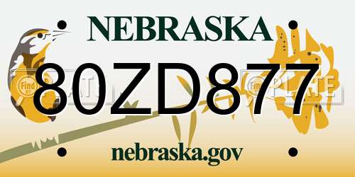 80ZD877 Nebraska License Plate