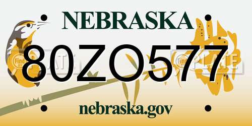 80ZO577 Nebraska License Plate