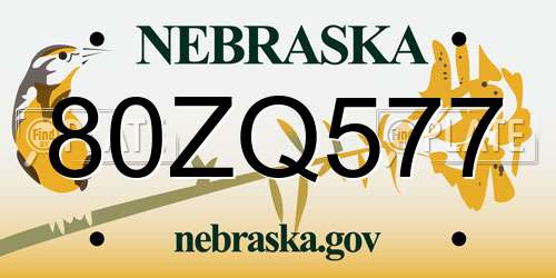 80ZQ577 Nebraska License Plate