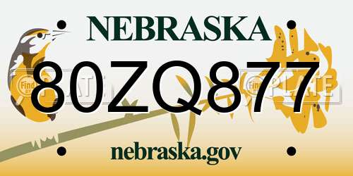 80ZQ877 Nebraska License Plate