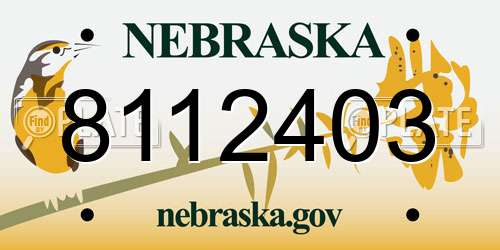 8112403 Nebraska License Plate