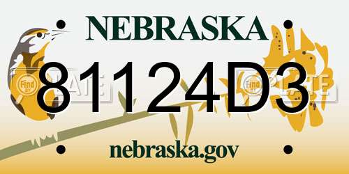 81124D3 Nebraska License Plate
