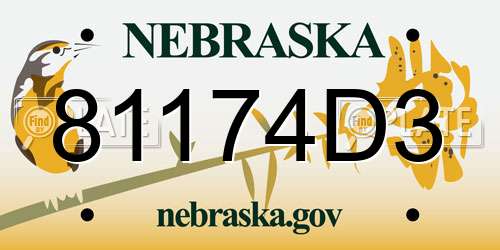 81174D3 Nebraska License Plate