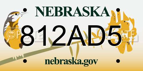 812AD5 Nebraska License Plate