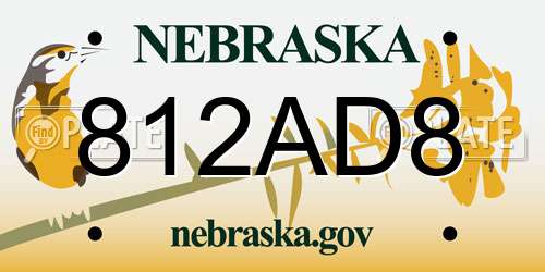 812AD8 Nebraska License Plate