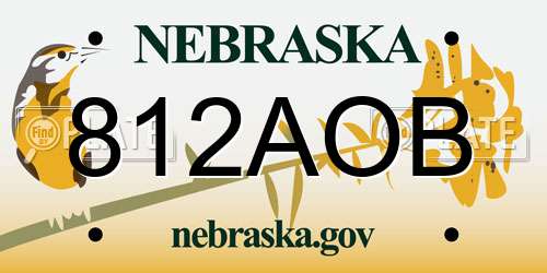 812AOB Nebraska License Plate