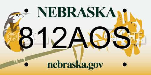 812AOS Nebraska License Plate