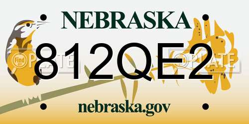 812QE2 Nebraska License Plate