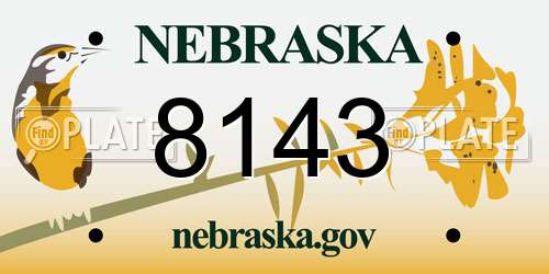 8143 Nebraska License Plate