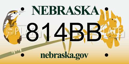 814BB Nebraska License Plate