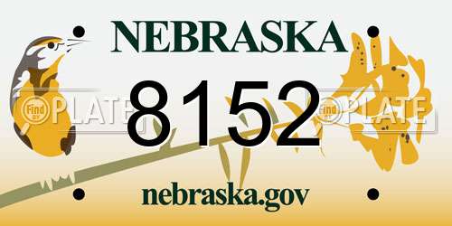 8152 Nebraska License Plate