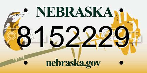 8152229 Nebraska License Plate
