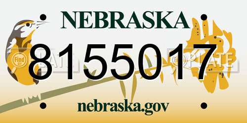 8155017 Nebraska License Plate