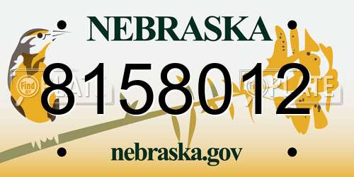 8158012 Nebraska License Plate
