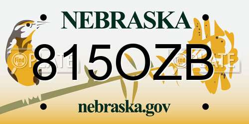 815OZB Nebraska License Plate