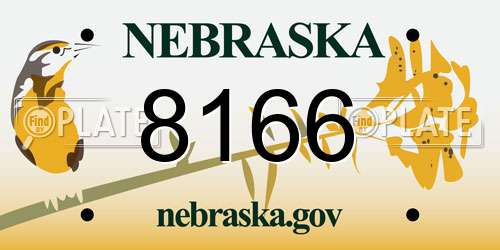 8166 Nebraska License Plate