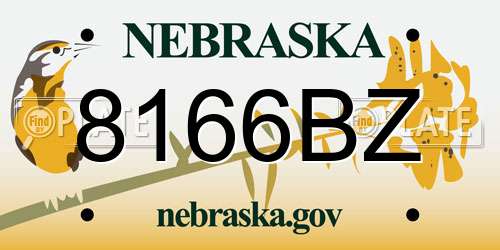 8166BZ Nebraska License Plate