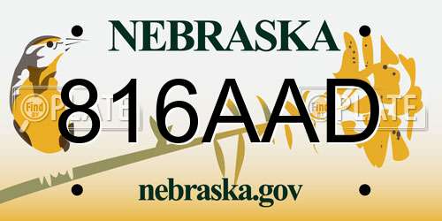 816AAD Nebraska License Plate