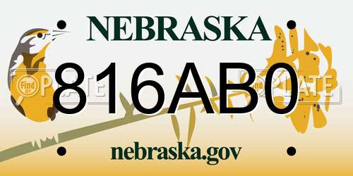 816AB0 Nebraska License Plate