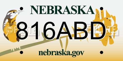 816ABD Nebraska License Plate