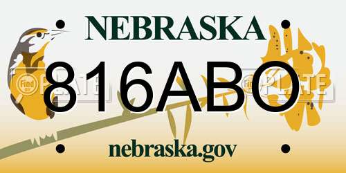 816ABO Nebraska License Plate