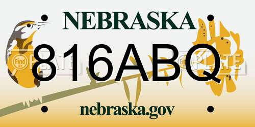 816ABQ Nebraska License Plate