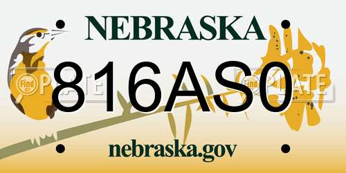 816AS0 Nebraska License Plate