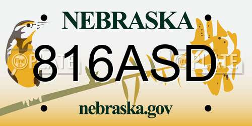 816ASD Nebraska License Plate