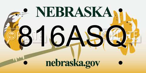 816ASQ Nebraska License Plate