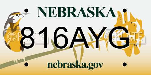816AYG Nebraska License Plate