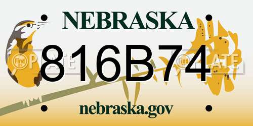 816B74 Nebraska License Plate