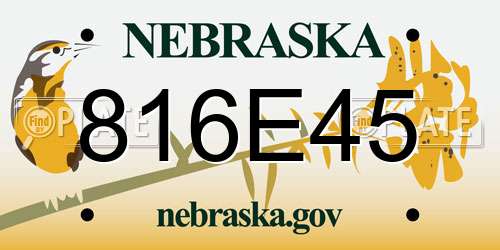 816E45 Nebraska License Plate