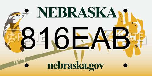 816EAB Nebraska License Plate